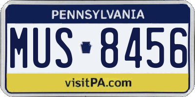 PA license plate MUS8456