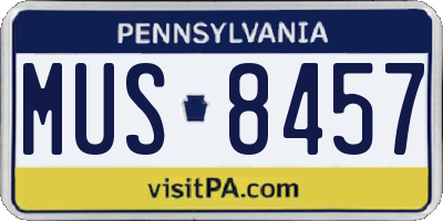 PA license plate MUS8457