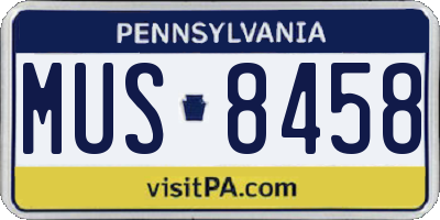 PA license plate MUS8458