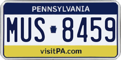 PA license plate MUS8459