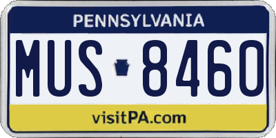 PA license plate MUS8460