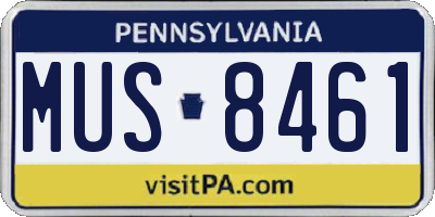PA license plate MUS8461