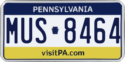 PA license plate MUS8464