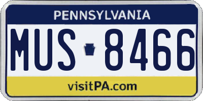 PA license plate MUS8466