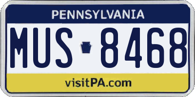 PA license plate MUS8468
