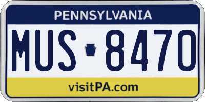 PA license plate MUS8470