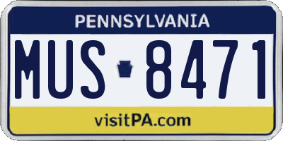 PA license plate MUS8471