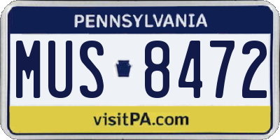 PA license plate MUS8472