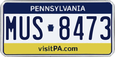 PA license plate MUS8473