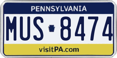 PA license plate MUS8474