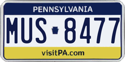 PA license plate MUS8477