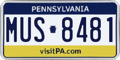 PA license plate MUS8481