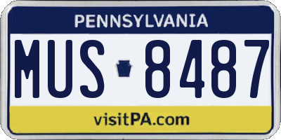 PA license plate MUS8487