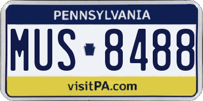 PA license plate MUS8488