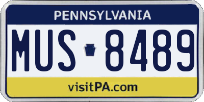 PA license plate MUS8489