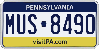 PA license plate MUS8490