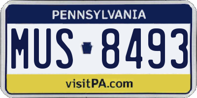 PA license plate MUS8493