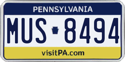 PA license plate MUS8494