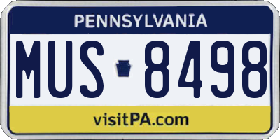 PA license plate MUS8498