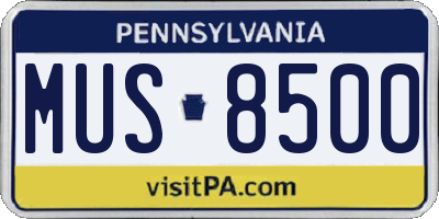 PA license plate MUS8500
