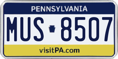 PA license plate MUS8507