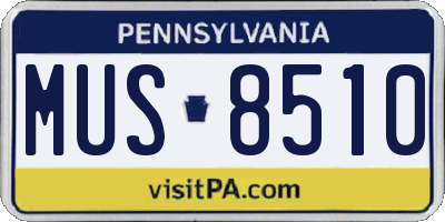 PA license plate MUS8510