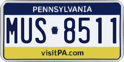 PA license plate MUS8511