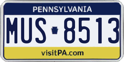 PA license plate MUS8513