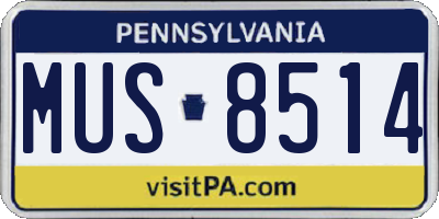 PA license plate MUS8514