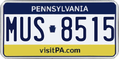 PA license plate MUS8515