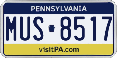 PA license plate MUS8517