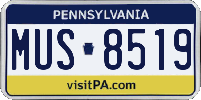 PA license plate MUS8519