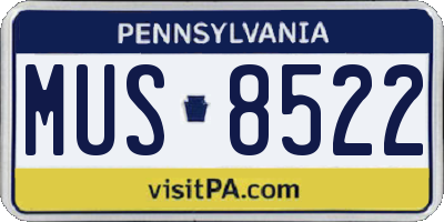 PA license plate MUS8522