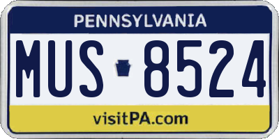 PA license plate MUS8524
