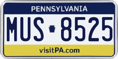 PA license plate MUS8525