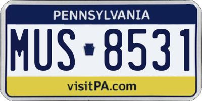 PA license plate MUS8531