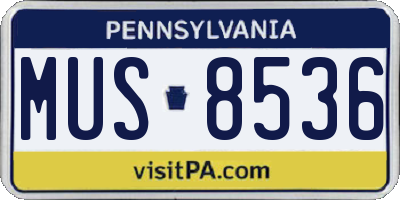 PA license plate MUS8536