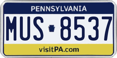 PA license plate MUS8537