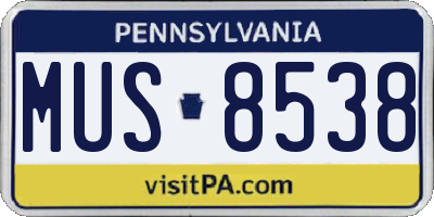 PA license plate MUS8538