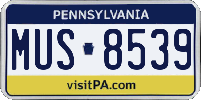 PA license plate MUS8539