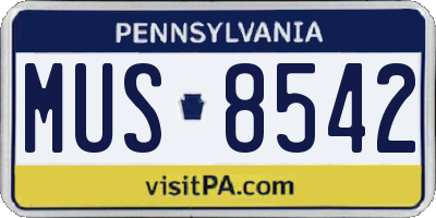 PA license plate MUS8542