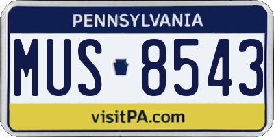 PA license plate MUS8543