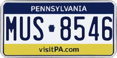 PA license plate MUS8546