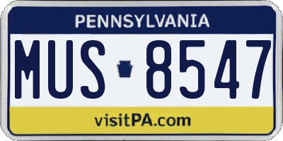 PA license plate MUS8547