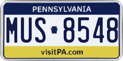 PA license plate MUS8548