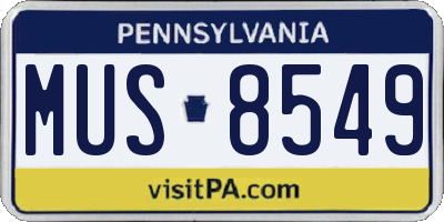 PA license plate MUS8549