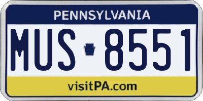 PA license plate MUS8551
