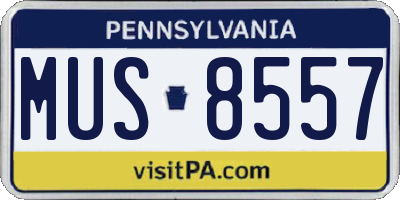 PA license plate MUS8557