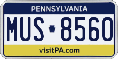 PA license plate MUS8560