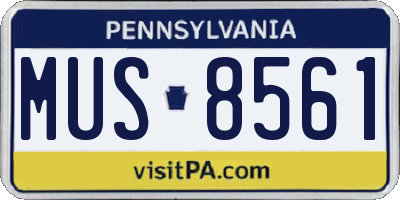 PA license plate MUS8561
